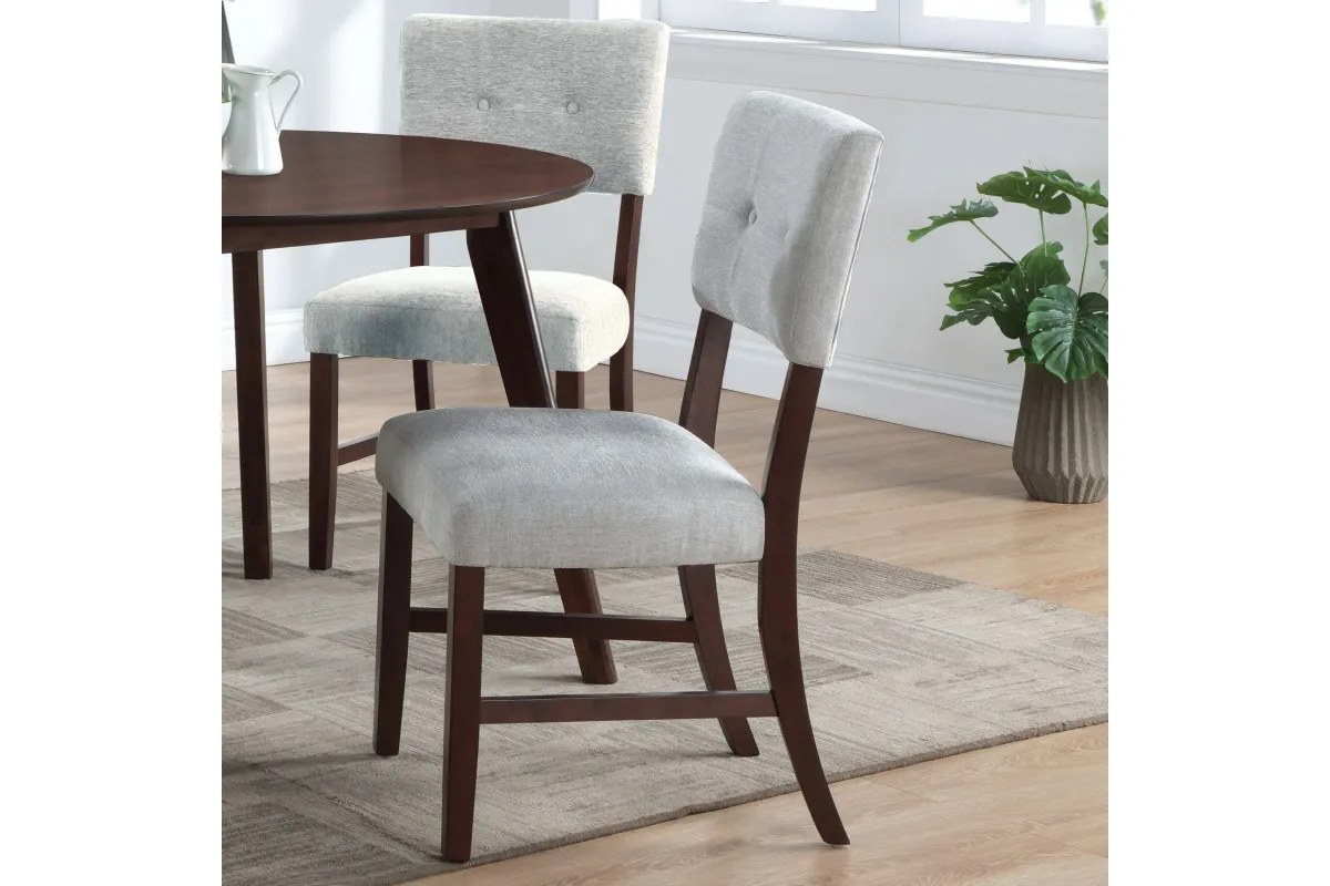Ellis 47" Round Table + 4 Grey Chairs