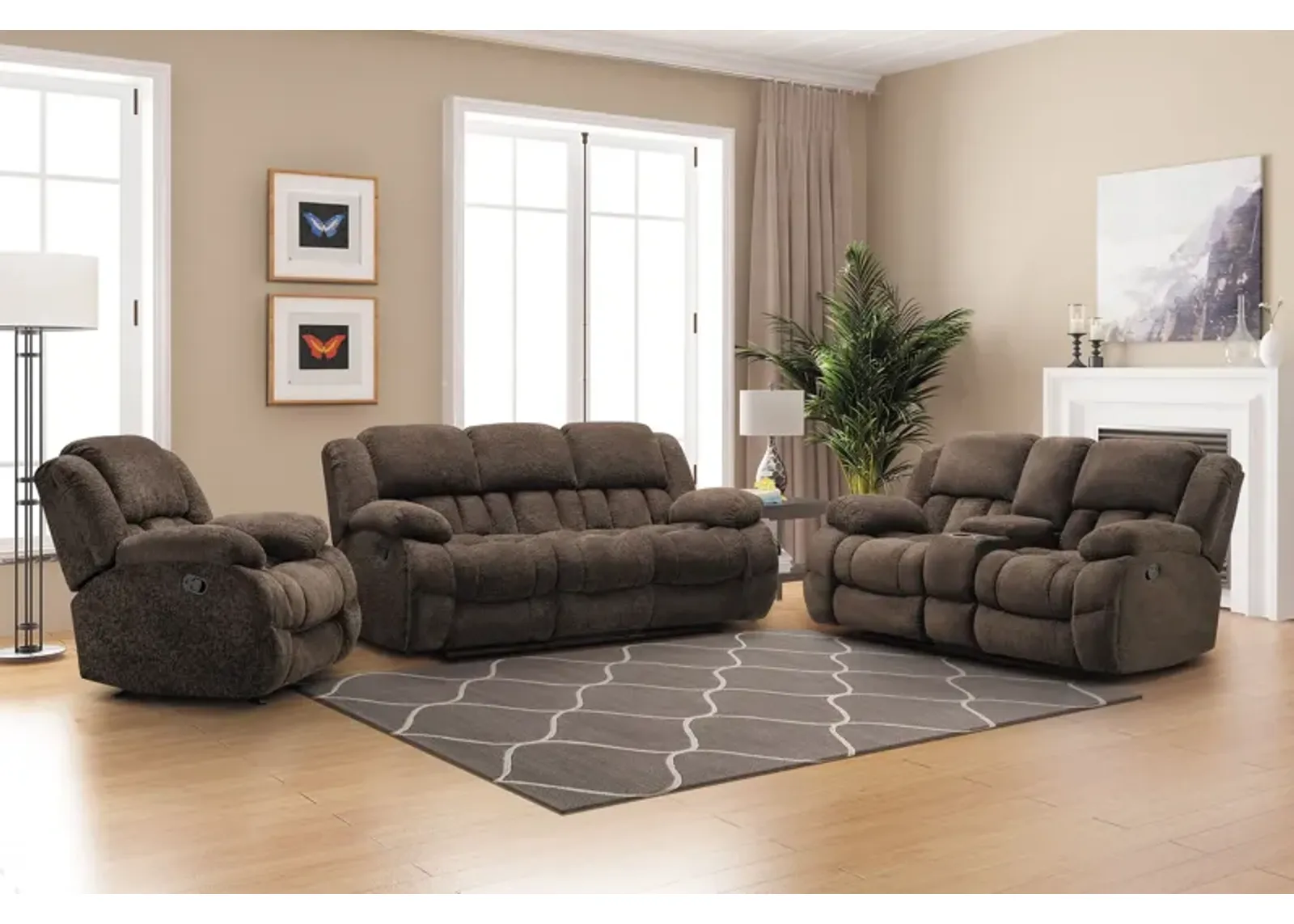 Grant Reclining Sofa + Reclining Console Loveseat