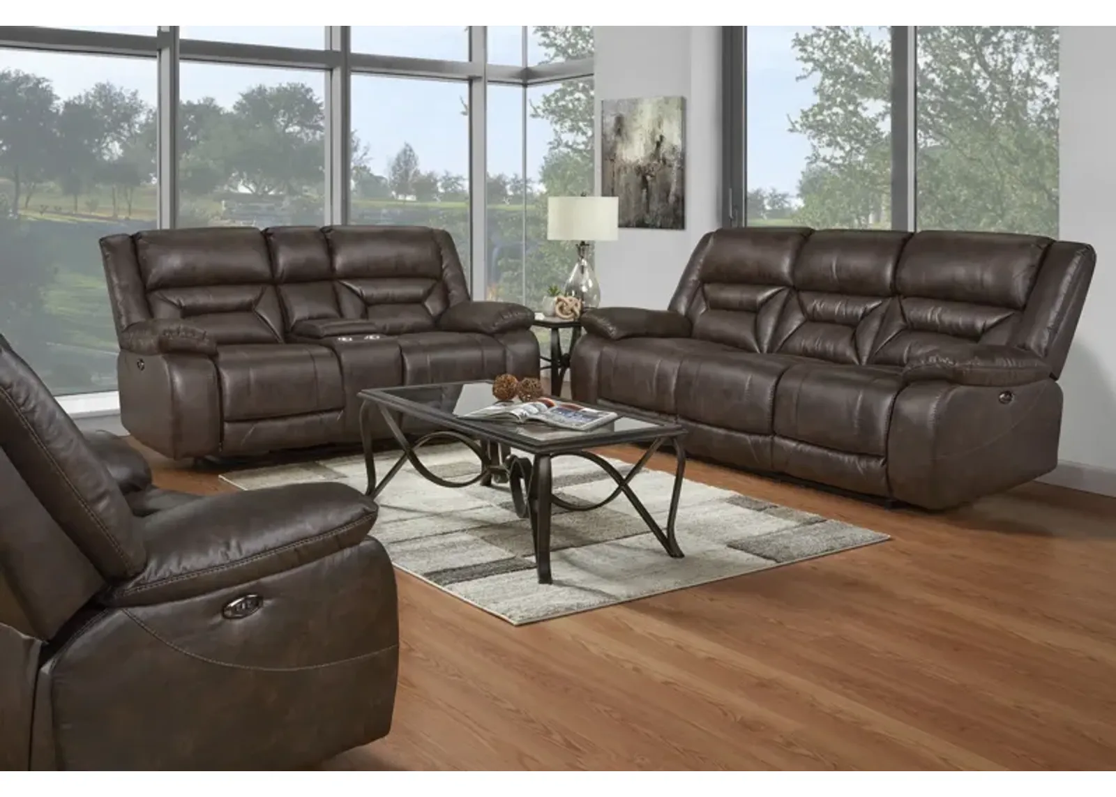 Larkin Reclining Sofa + Reclining Console Loveseat