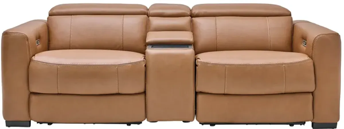 Ford Leather Dual Power Reclining Console Loveseat