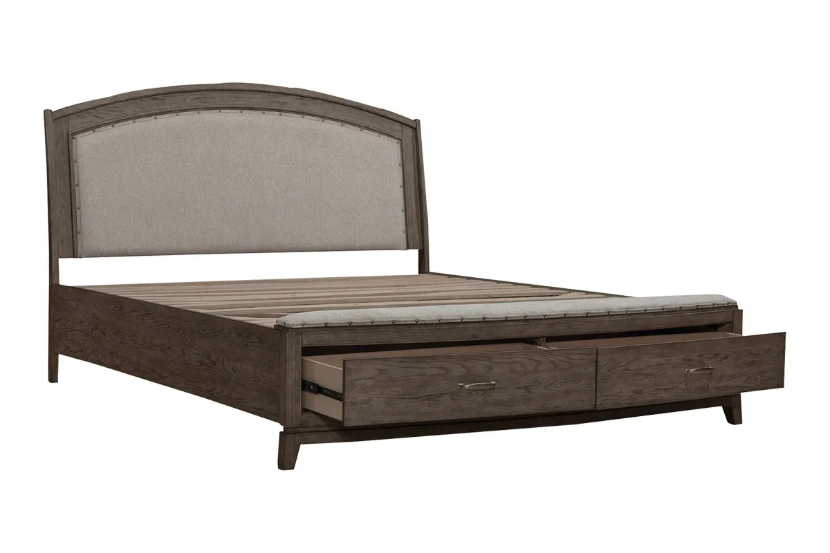 Townsend Chocolate Queen Upholstered Storage Bed