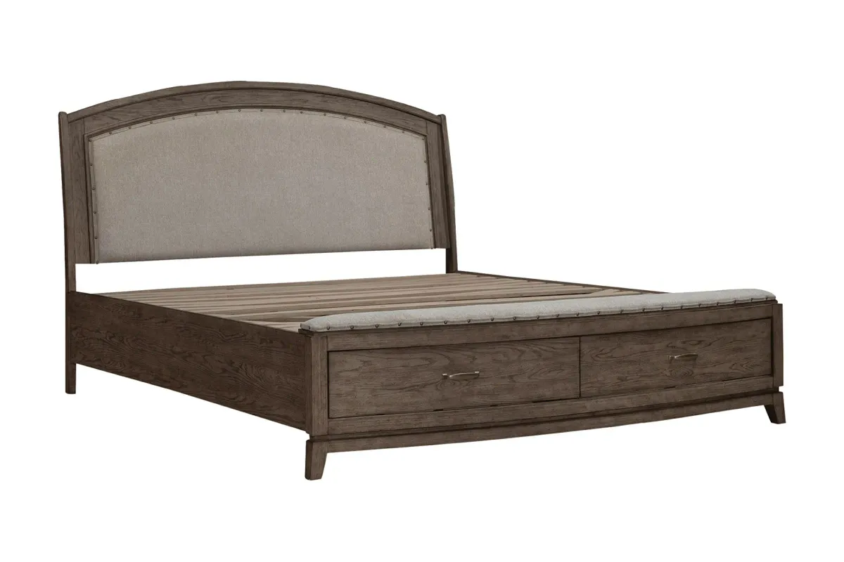 Townsend Chocolate Queen Upholstered Storage Bed