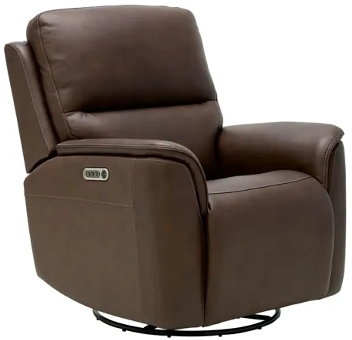 Oliver Umber Leather Triple Power Swivel Glider Recliner