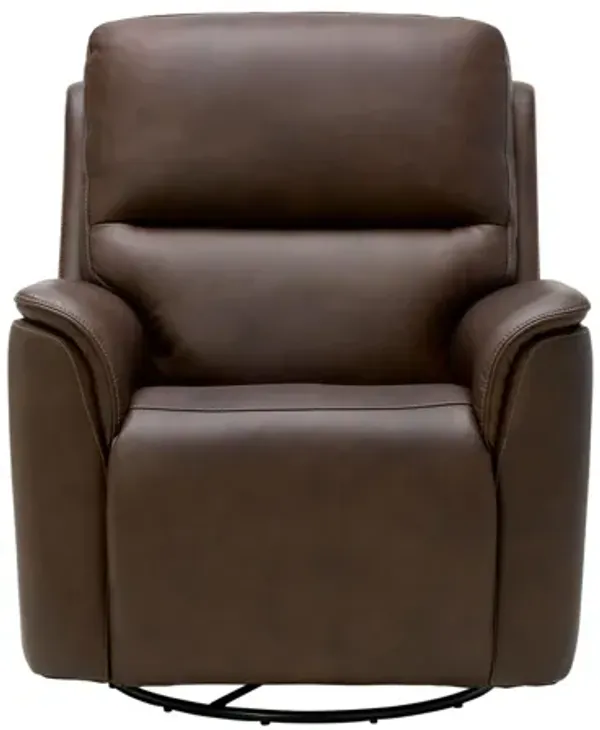 Oliver Umber Leather Triple Power Swivel Glider Recliner