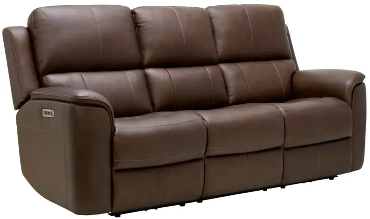 Oliver Umber Leather Triple Power Reclining Sofa