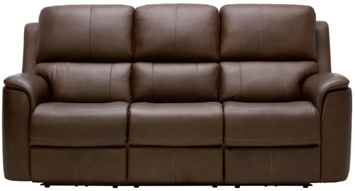 Oliver Umber Leather Triple Power Reclining Sofa