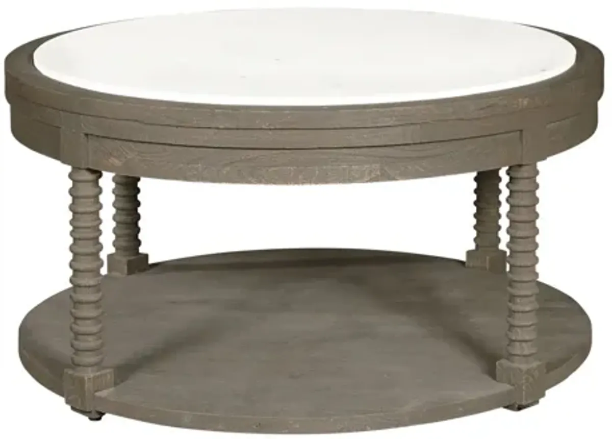 Round Cocktail Table with Marble Top