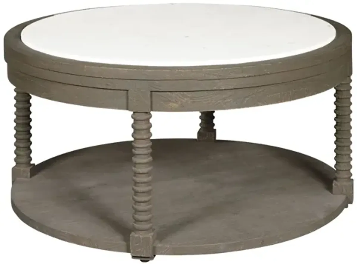 Round Cocktail Table with Marble Top