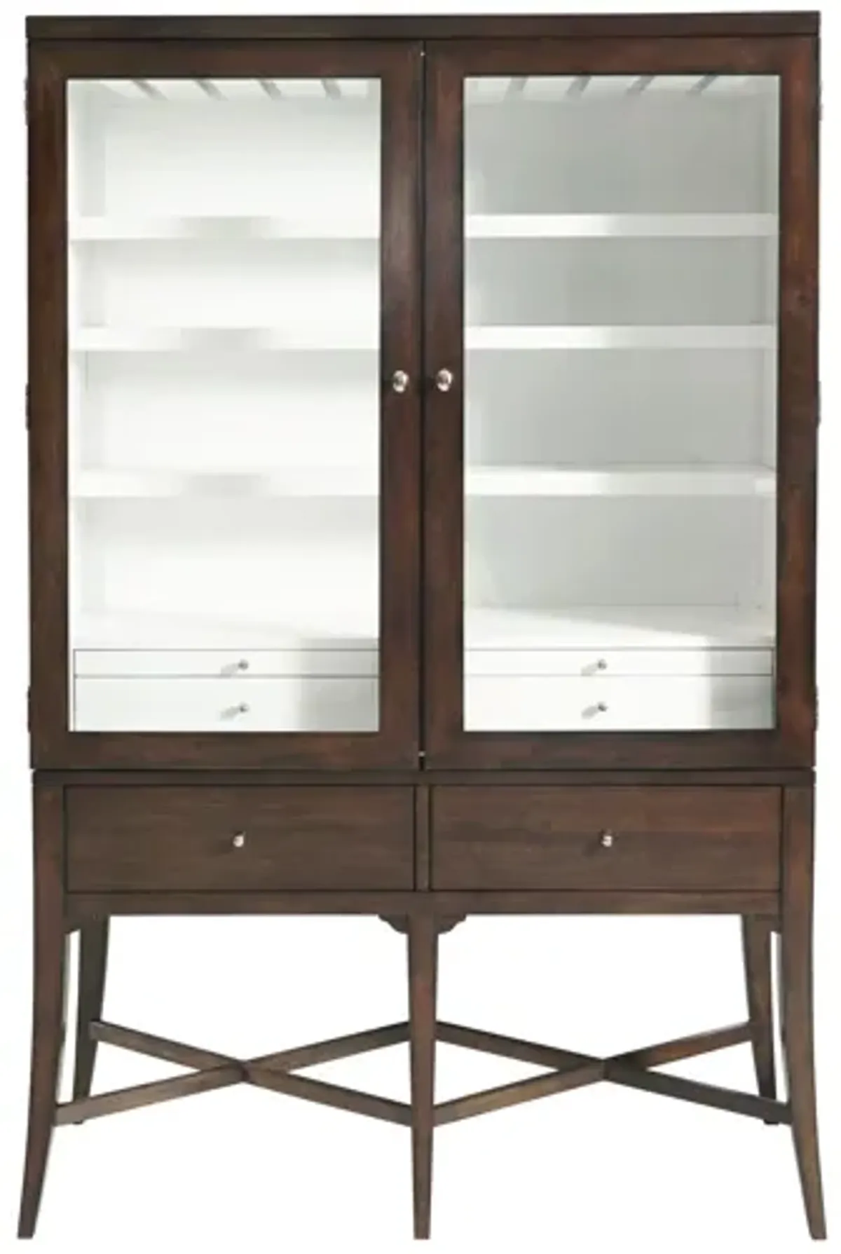 Modern Wood Bar Cabinet with Glass Doors and Storage Drawers