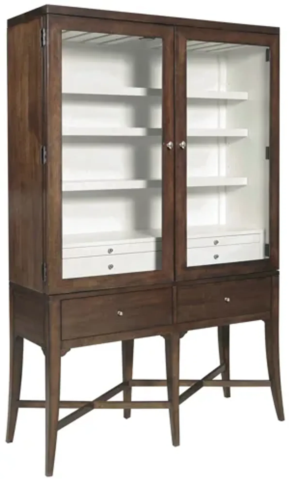 Modern Wood Bar Cabinet with Glass Doors and Storage Drawers