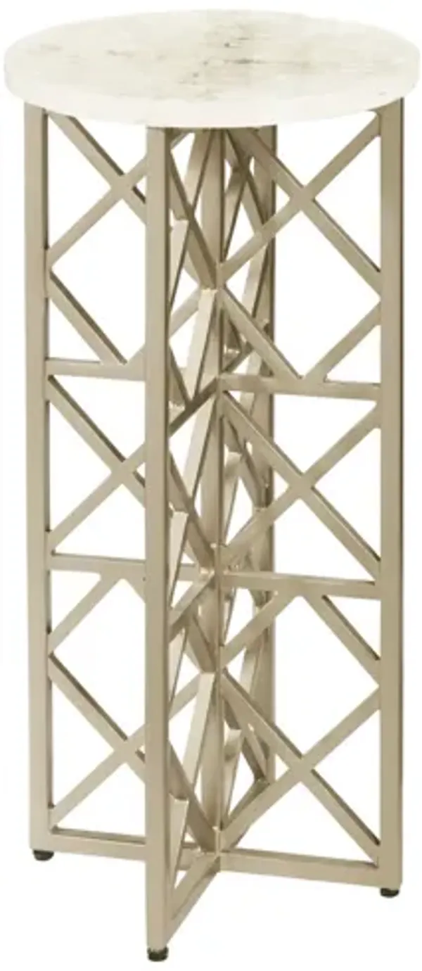 Gypsum Stone-Top Drink Table with Metal Base