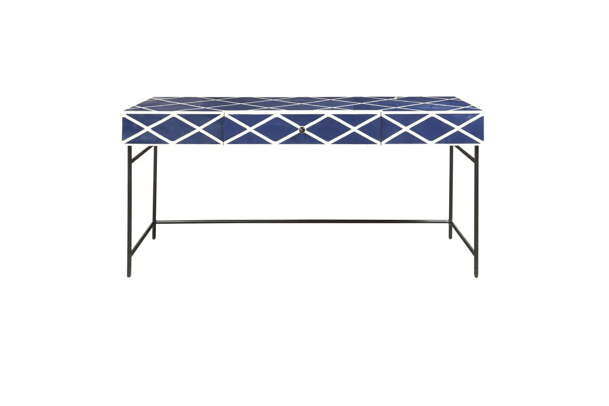 Navy Blue Writing Desk with Storage Drawer