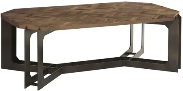 Rustic Coffee Table with Metal Base