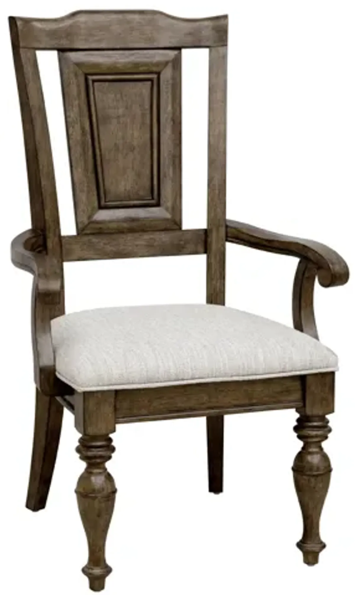 Woodbury Wooden Arm Chair in Cowboy Boots Brown