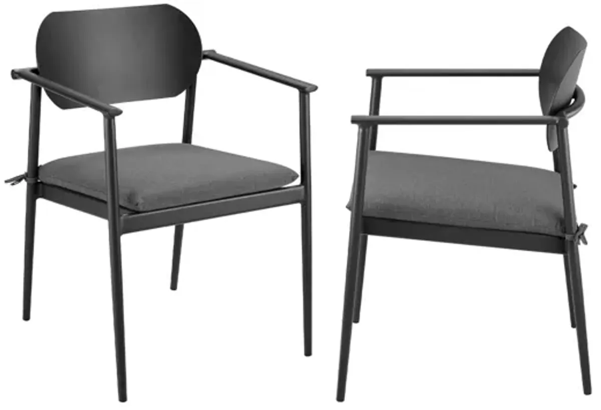 Aeris Stackable Outdoor Patio Aluminum Dining Armchair Set of 2