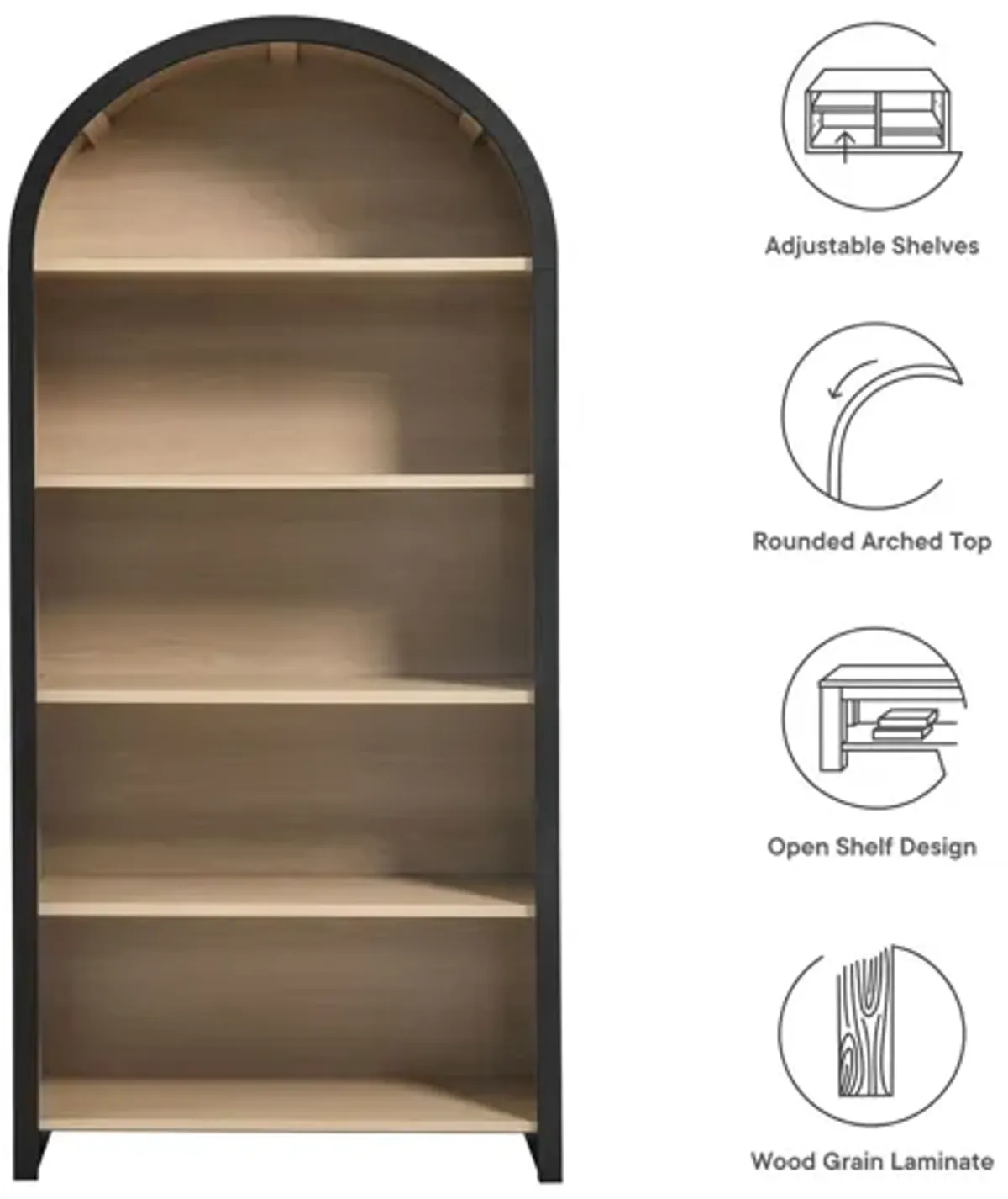 Evie Arched Wide Bookcase Display Cabinet