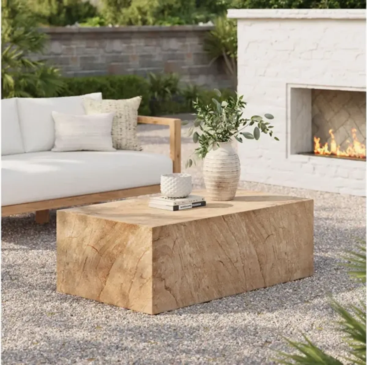 Jordana Square Plinth Indoor - Outdoor Patio Concrete Coffee Table