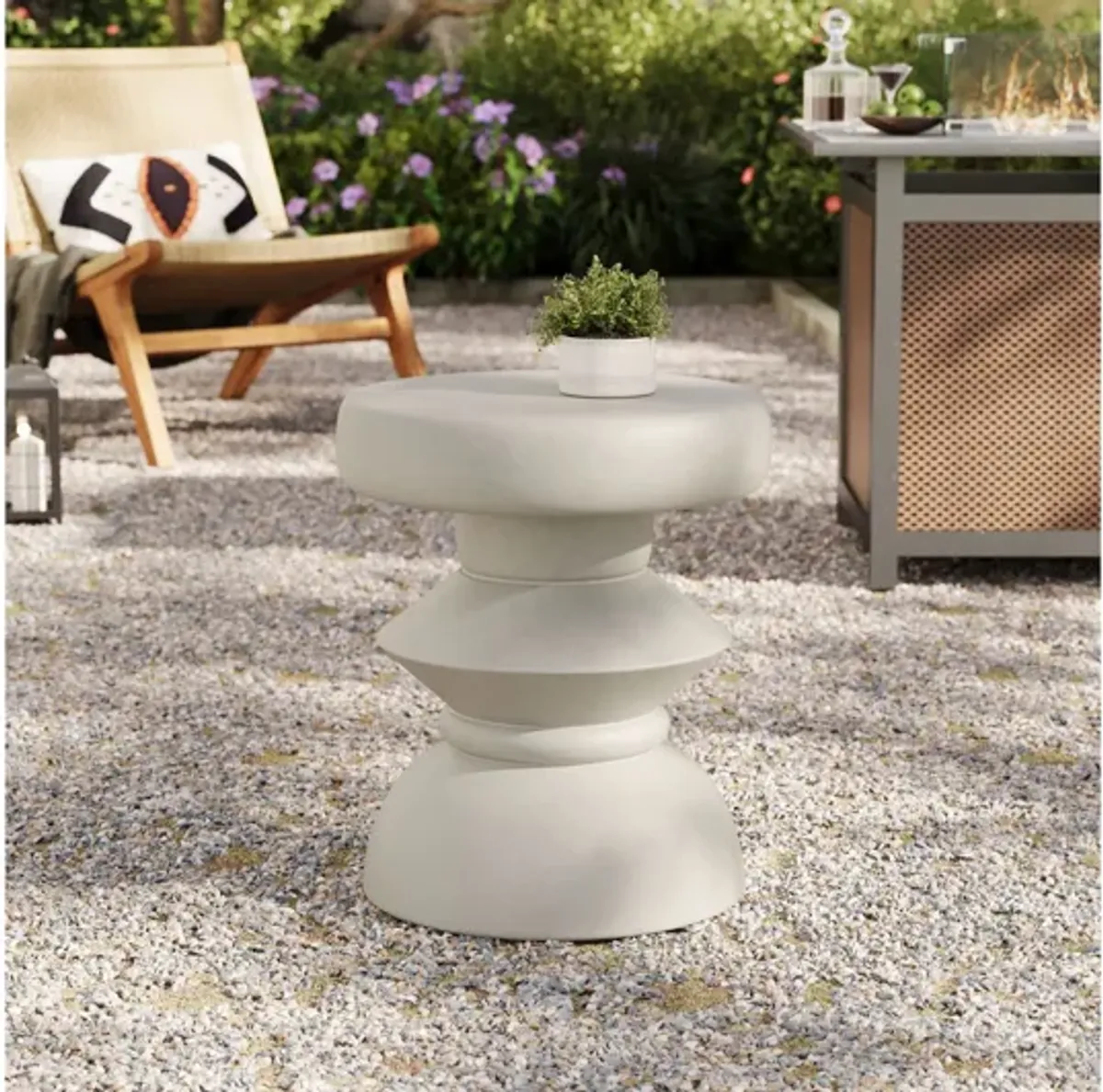 Terza Indoor - Outdoor Patio Concrete Side Table