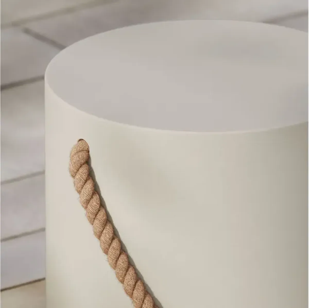 Isera Indoor - Outdoor Patio Rope Concrete Side Table Stool