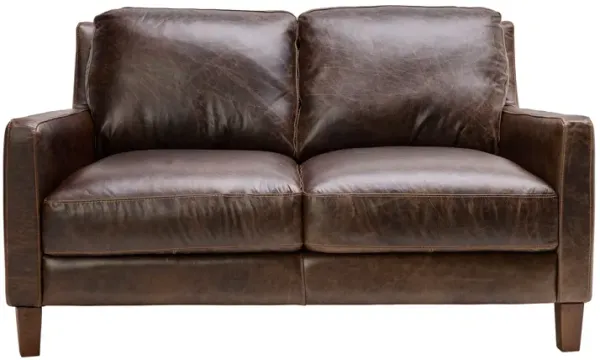Waco Brown Leather Loveseat