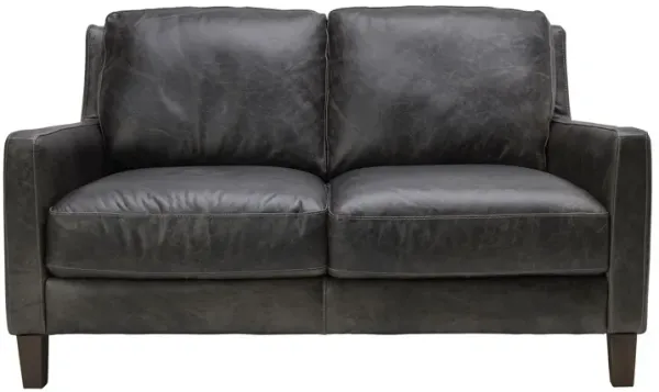 Waco Grey Leather Loveseat