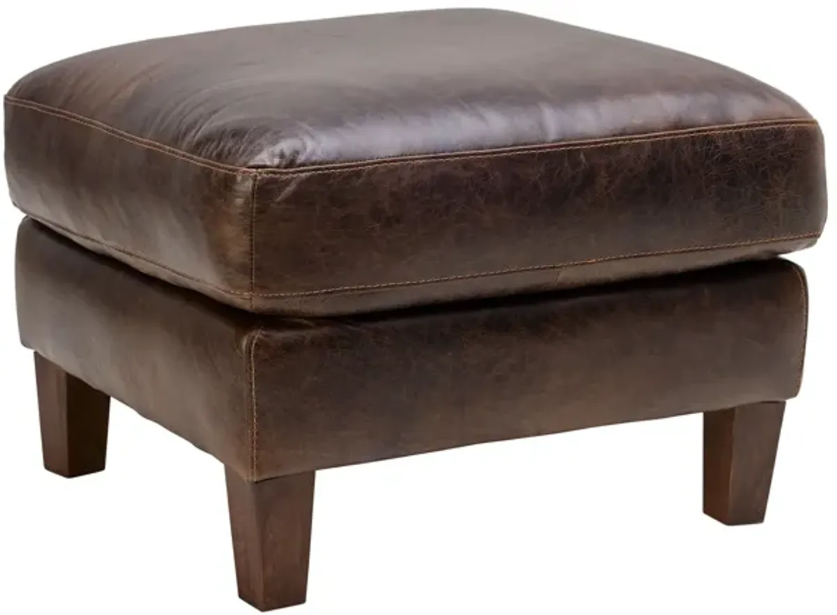 Waco Brown Leather Ottoman