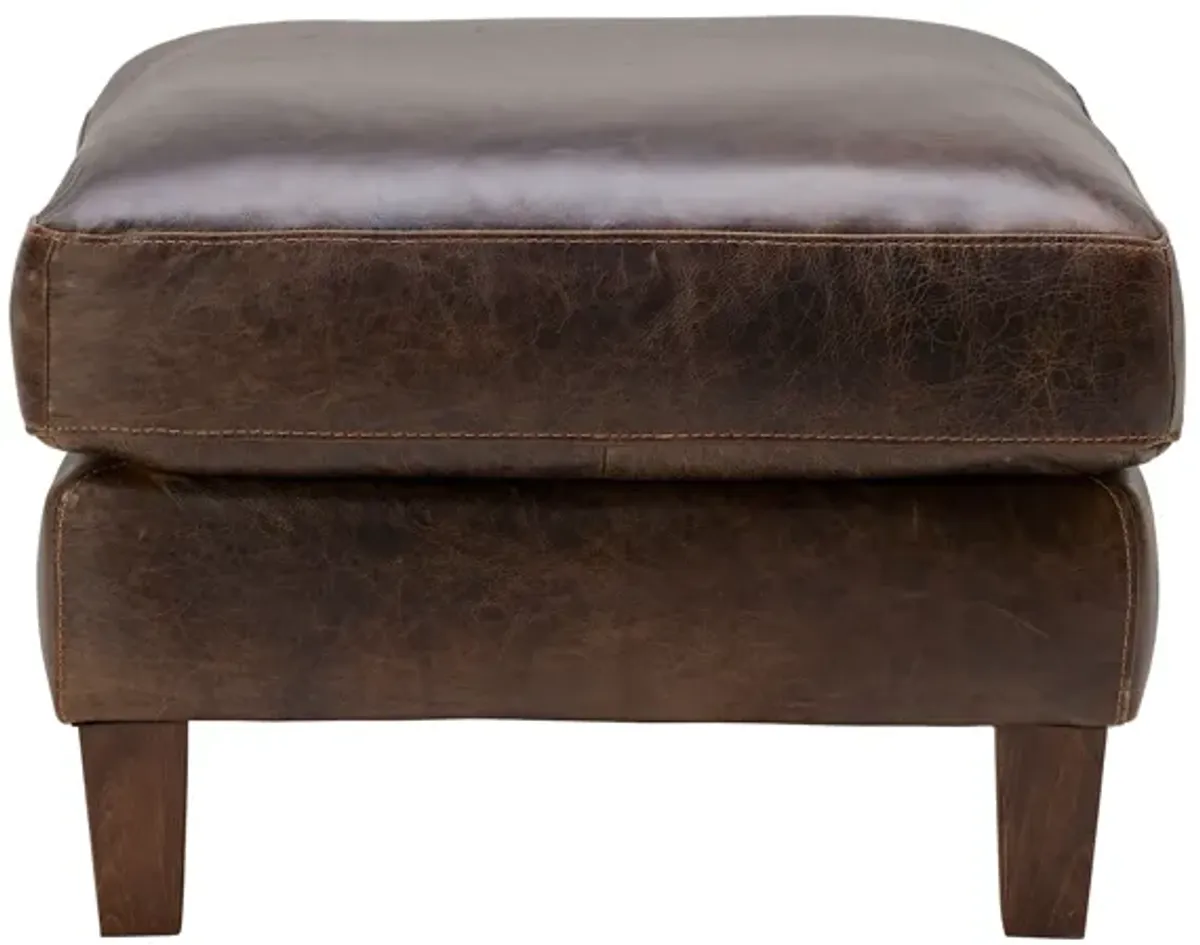 Waco Brown Leather Ottoman