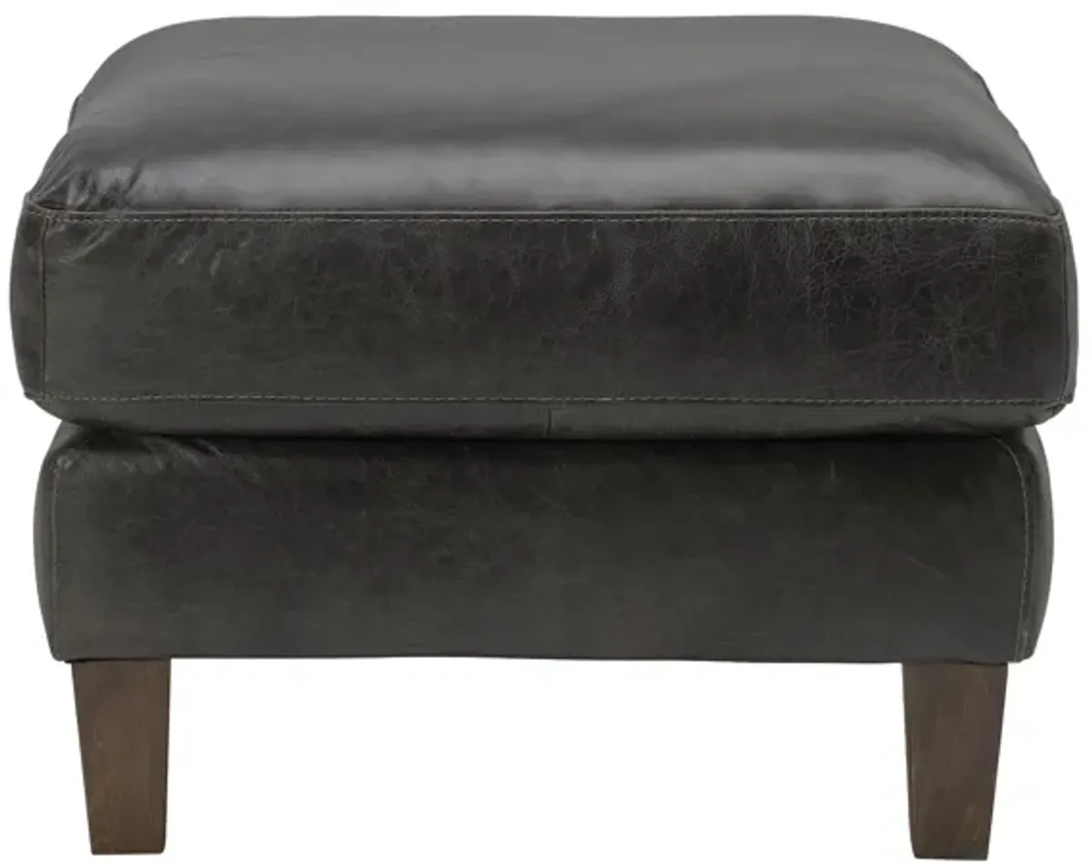 Waco Grey Leather Ottoman