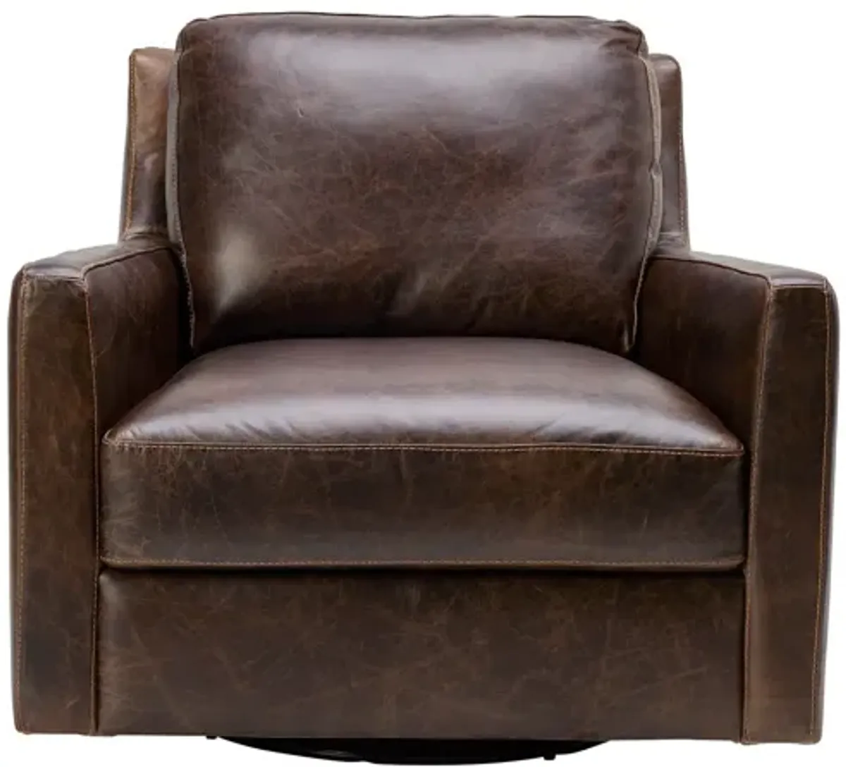 Waco Brown Leather Swivel Chair