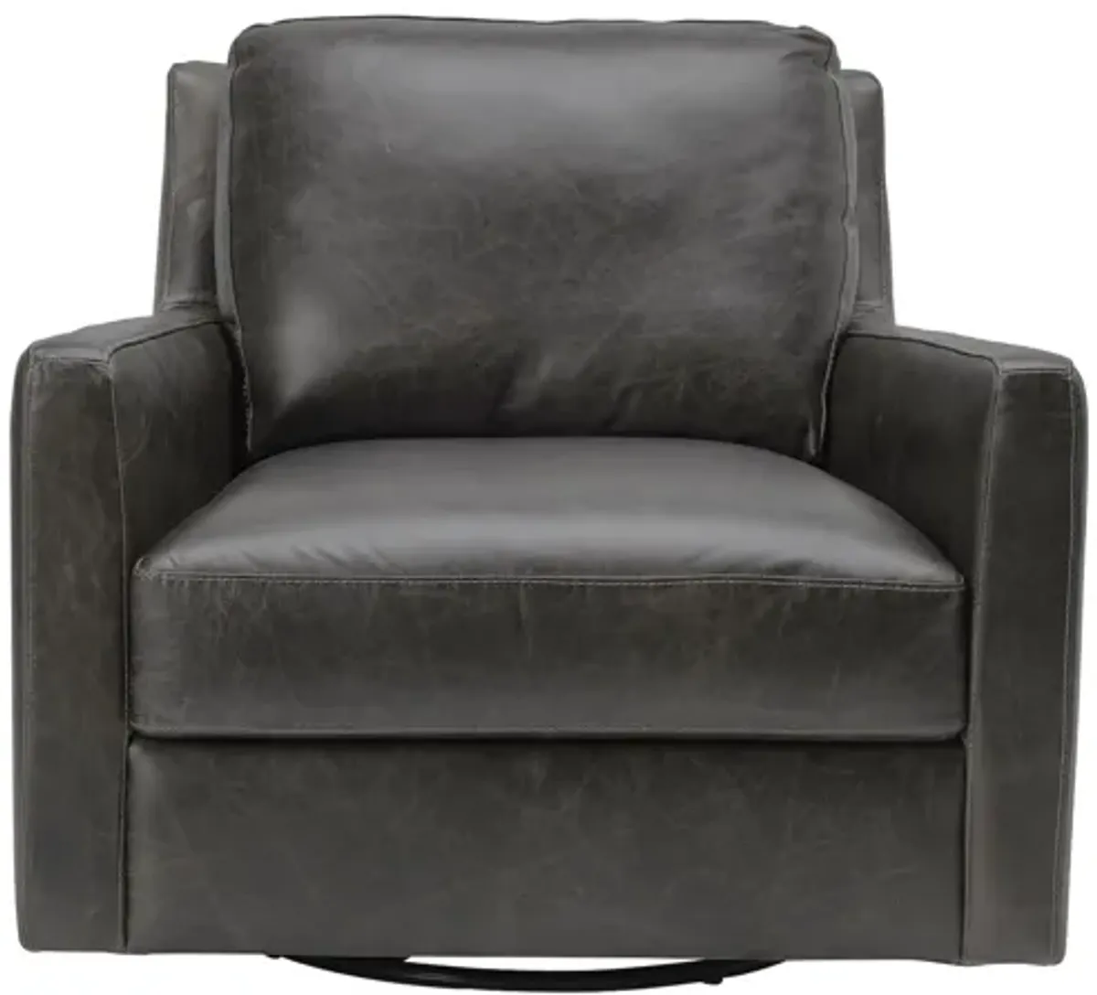 Waco Grey Leather Swivel Chair