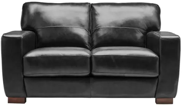 Theo Black Leather Loveseat