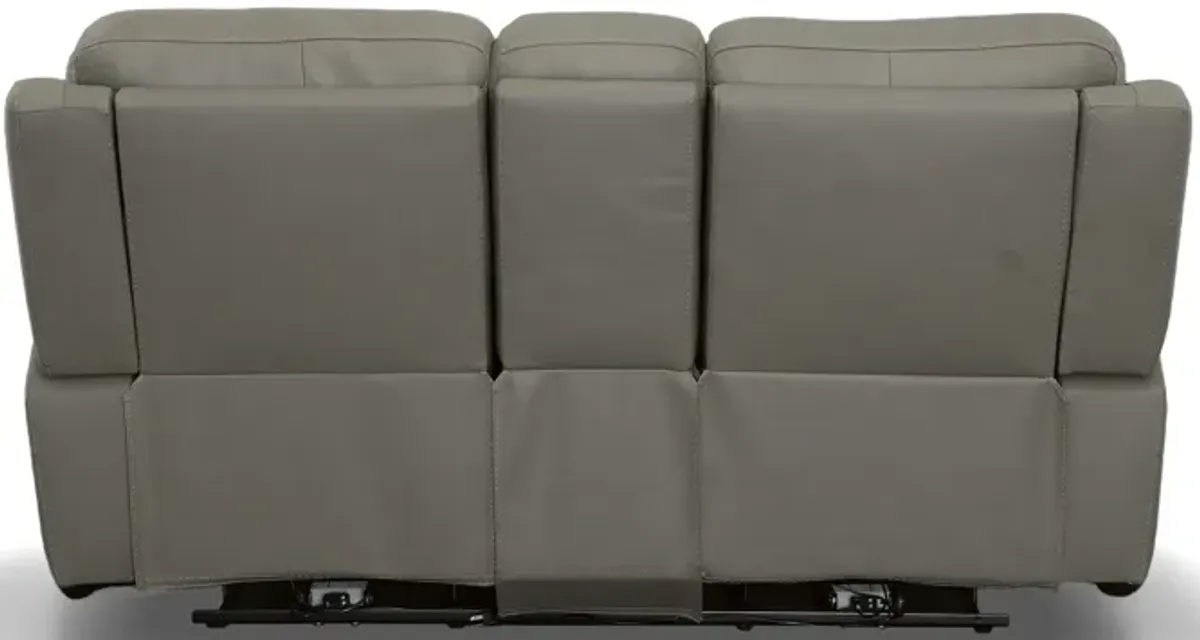 Stephen Grey Leather Triple Power Reclining Console Loveseat