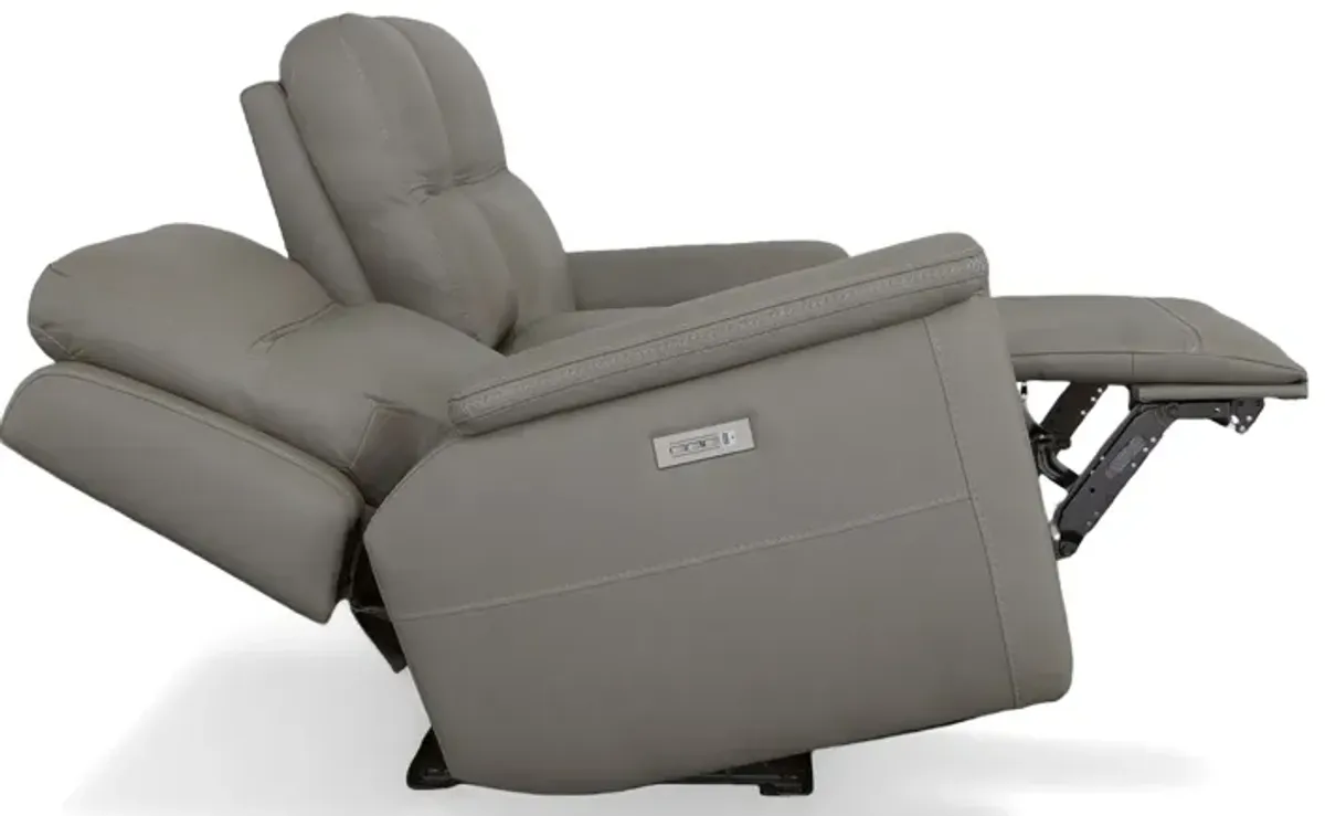 Stephen Grey Leather Triple Power Reclining Console Loveseat