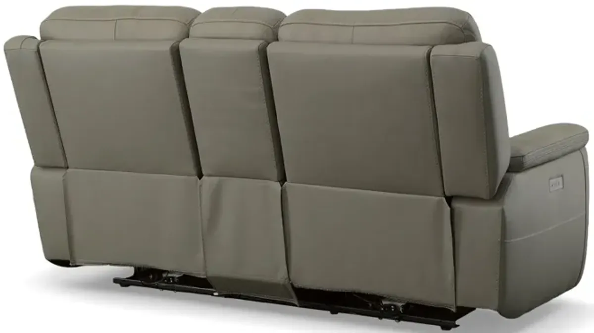 Stephen Grey Leather Triple Power Reclining Console Loveseat