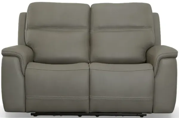 Stephen Grey Leather Triple Power Reclining Loveseat