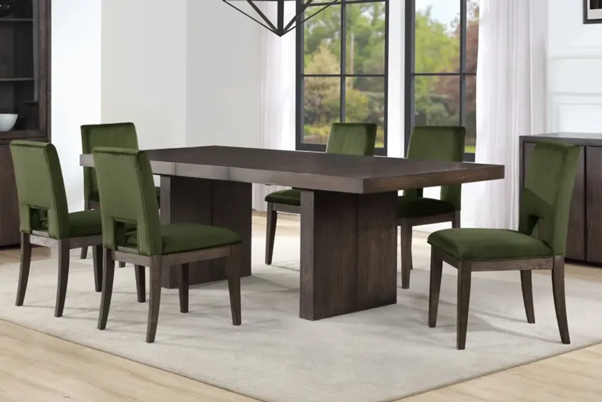 Alexander Extendable Table + 6 Green Chairs