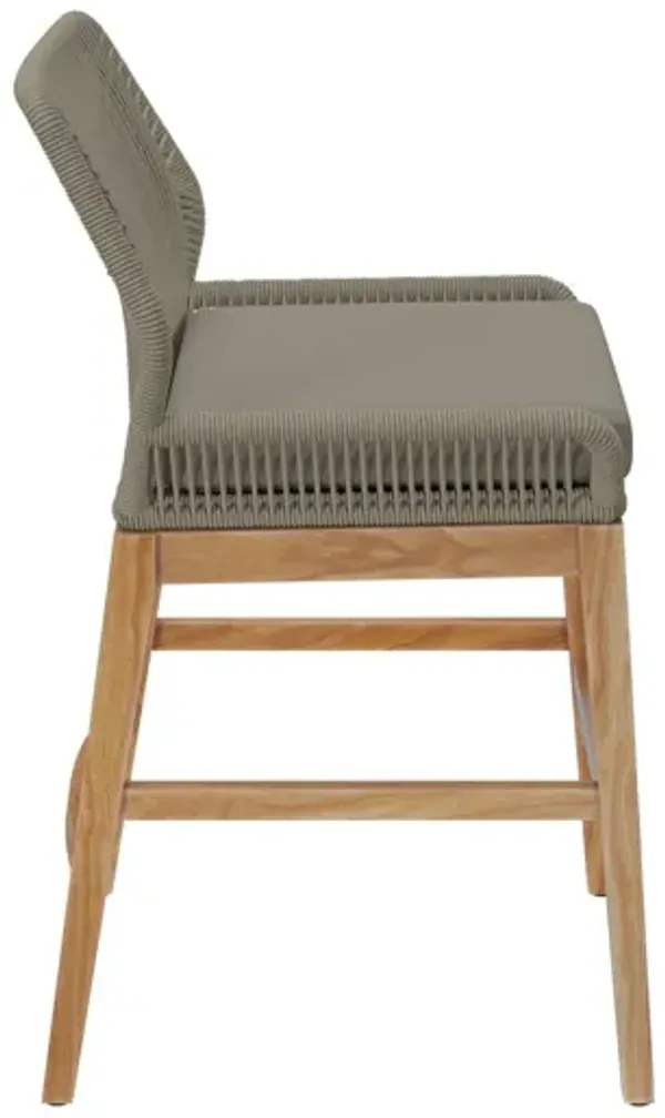Wellspring Outdoor Patio Teak and Rope Counter Stool