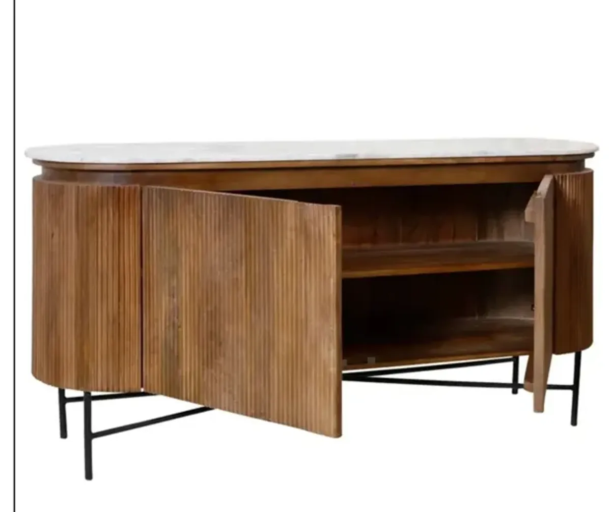 Marble Top Racetrack Two Door Sideboard