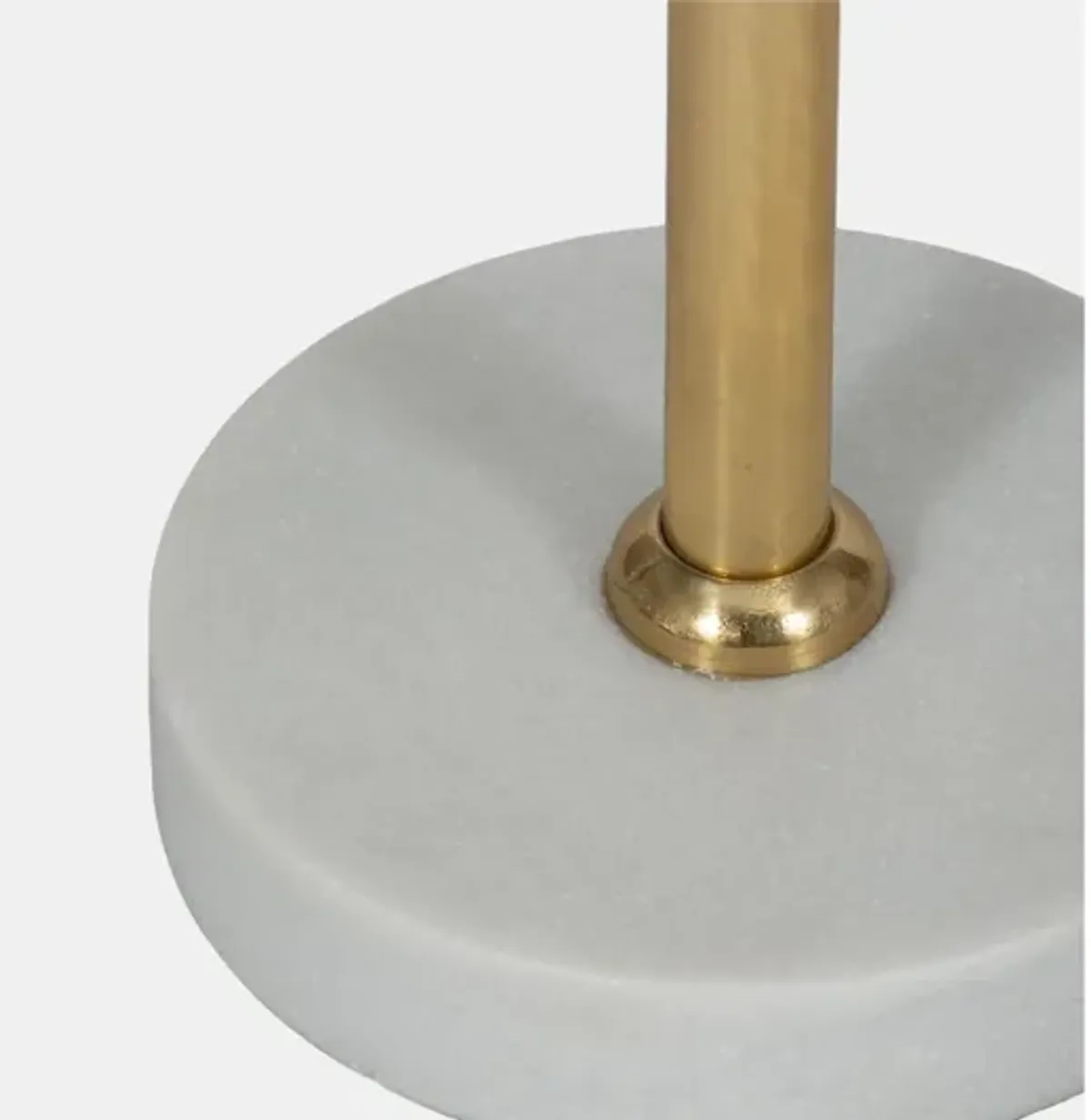 24" Marble Flower Accent Table, White/Gold
