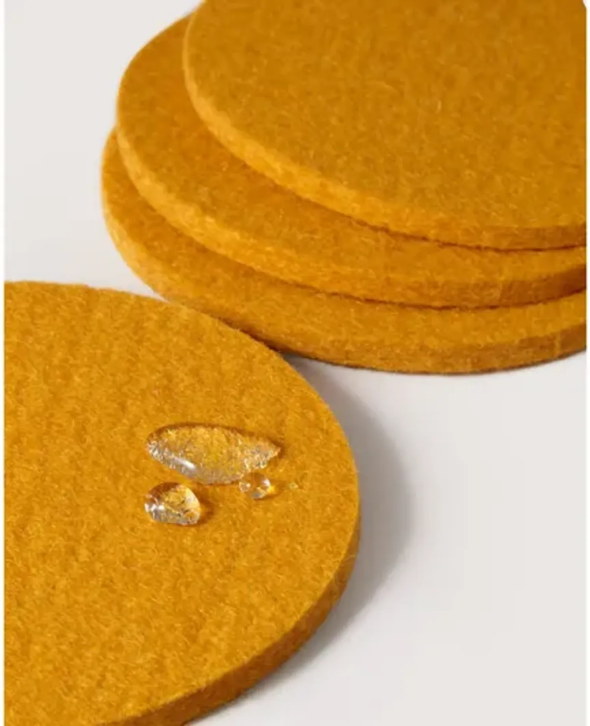 Bierfilzl Merino Turmeric Wool Round Coaster Solid 4 Pack