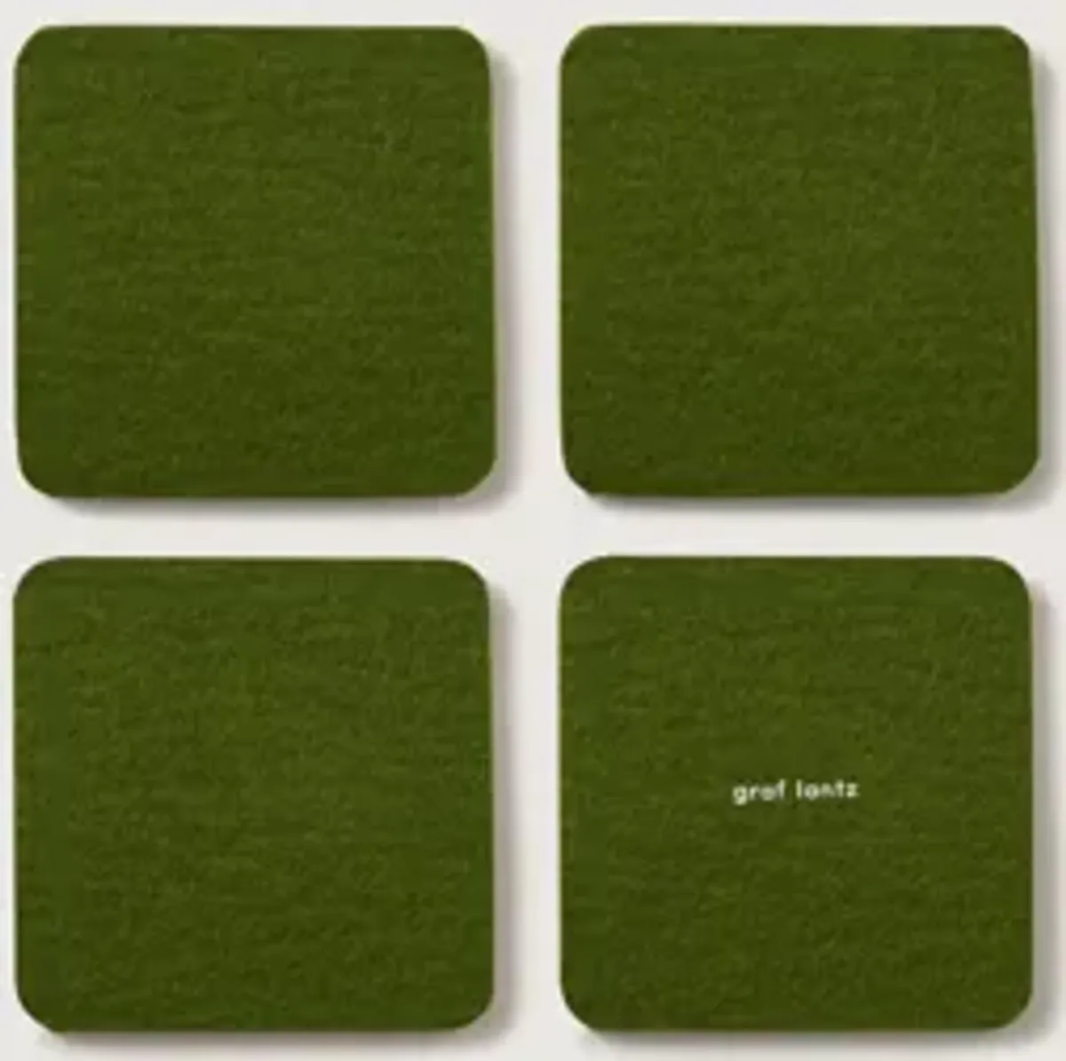 Bierfilzl Merino Loden Green Wool Square Coaster Solid 4 Pack