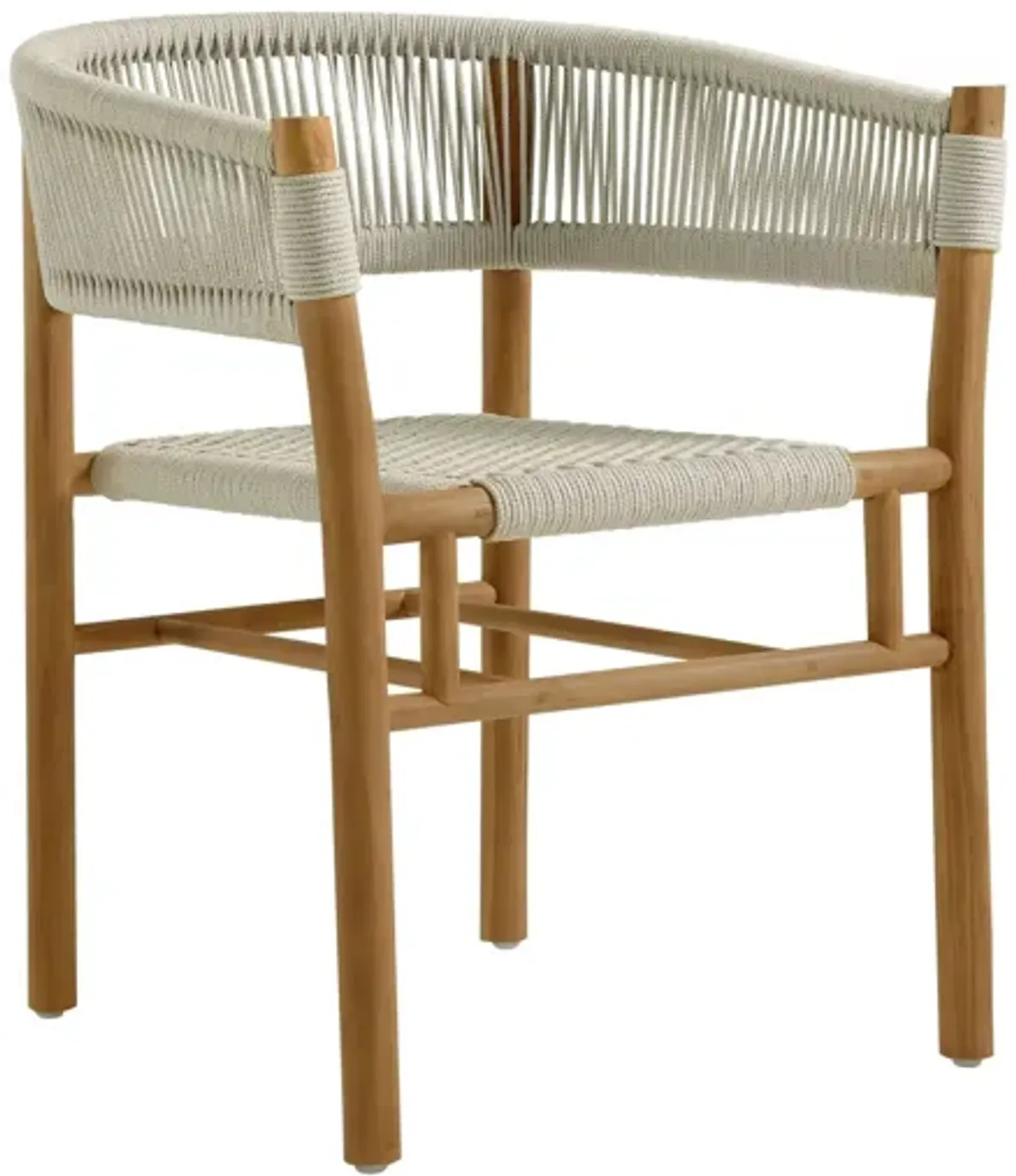 Vienna Outdoor Patio Teak and Rope Curved-Back Dining Armchairs Set of 2