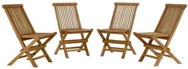 Vienna Outdoor Patio Teak Wood Folding Dining Chairs Set of 4