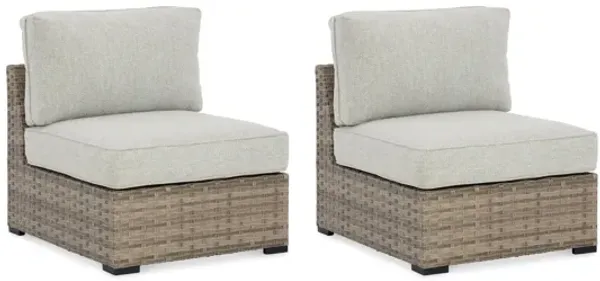 Calworth Outdoor Armless Chair with Cushion (Set of 2)