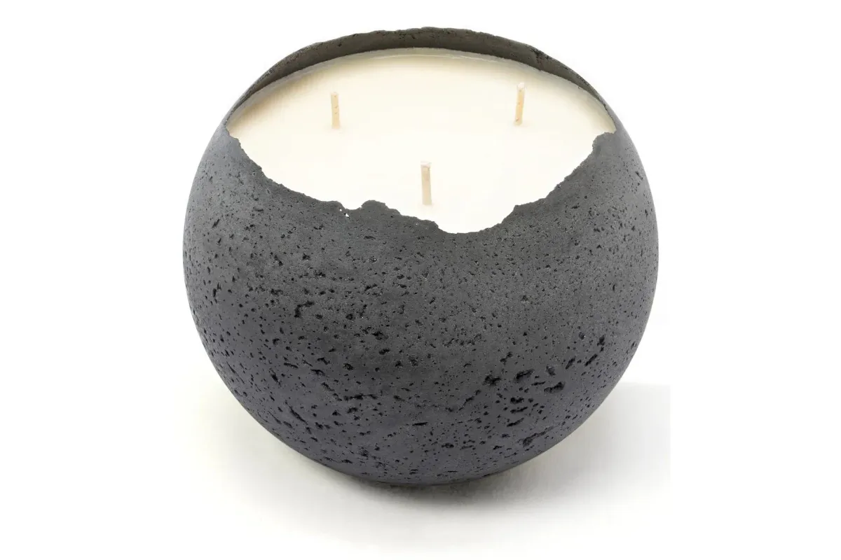 Large Charcoal Orbis Concrete Candle