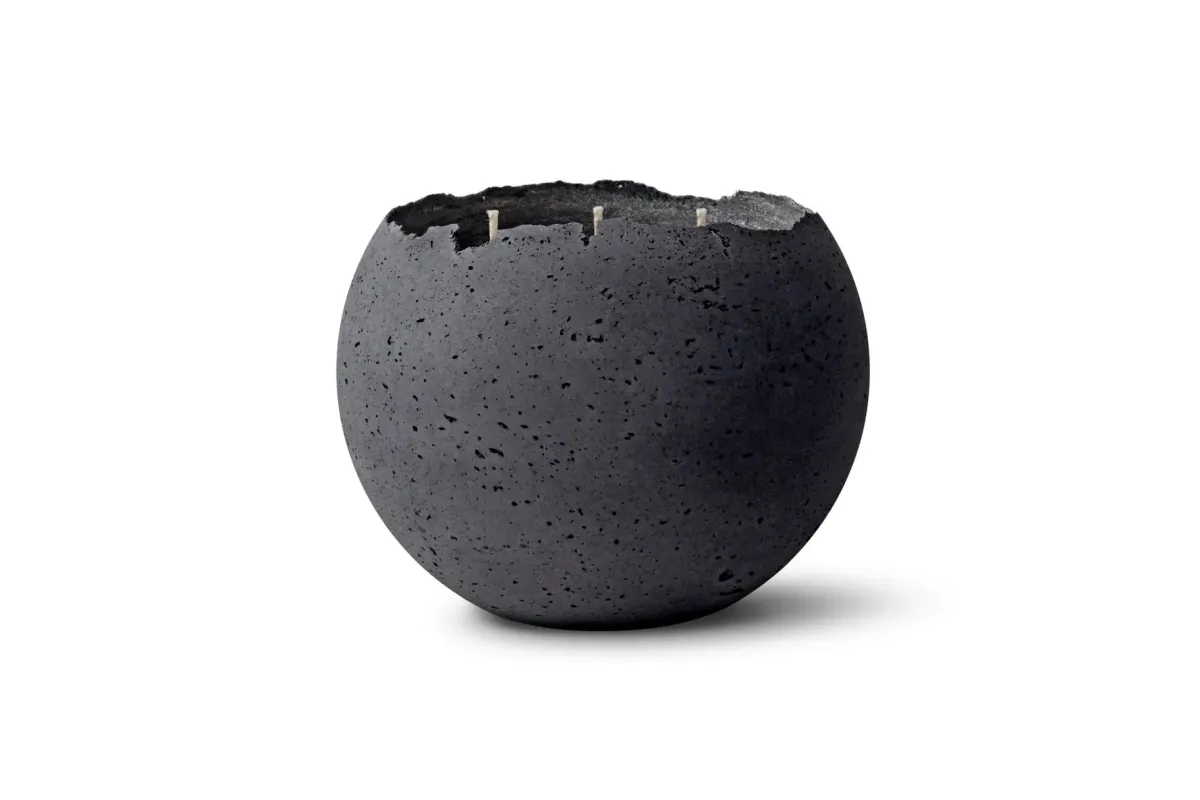 Large Charcoal Orbis Concrete Candle