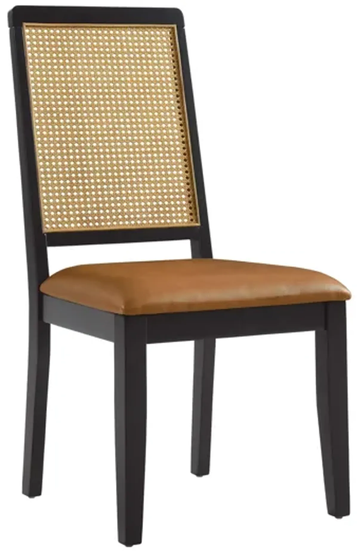 Arlo Vegan Leather Upholstered Faux Rattan and Wood Dining Side Chairs