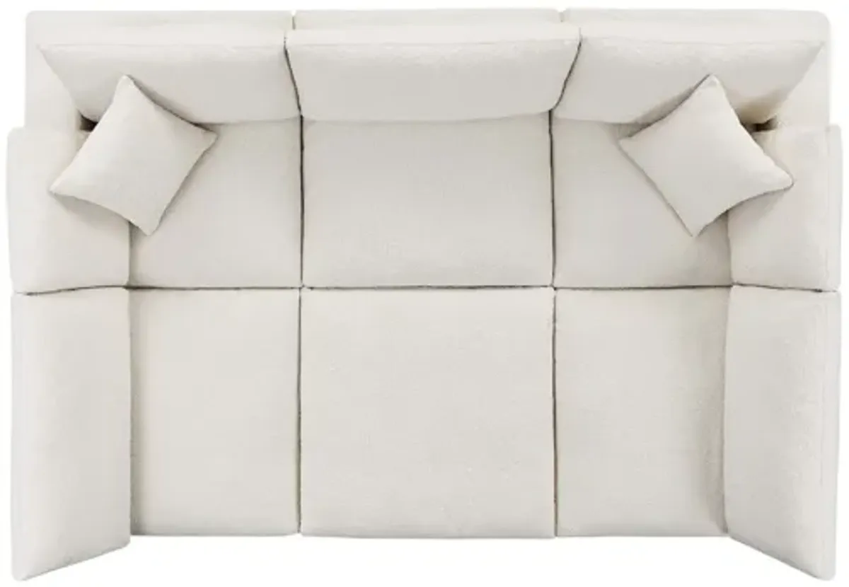 Commix 6-Piece Down Filled Overstuffed Boucle Fabric Sectional Sofa