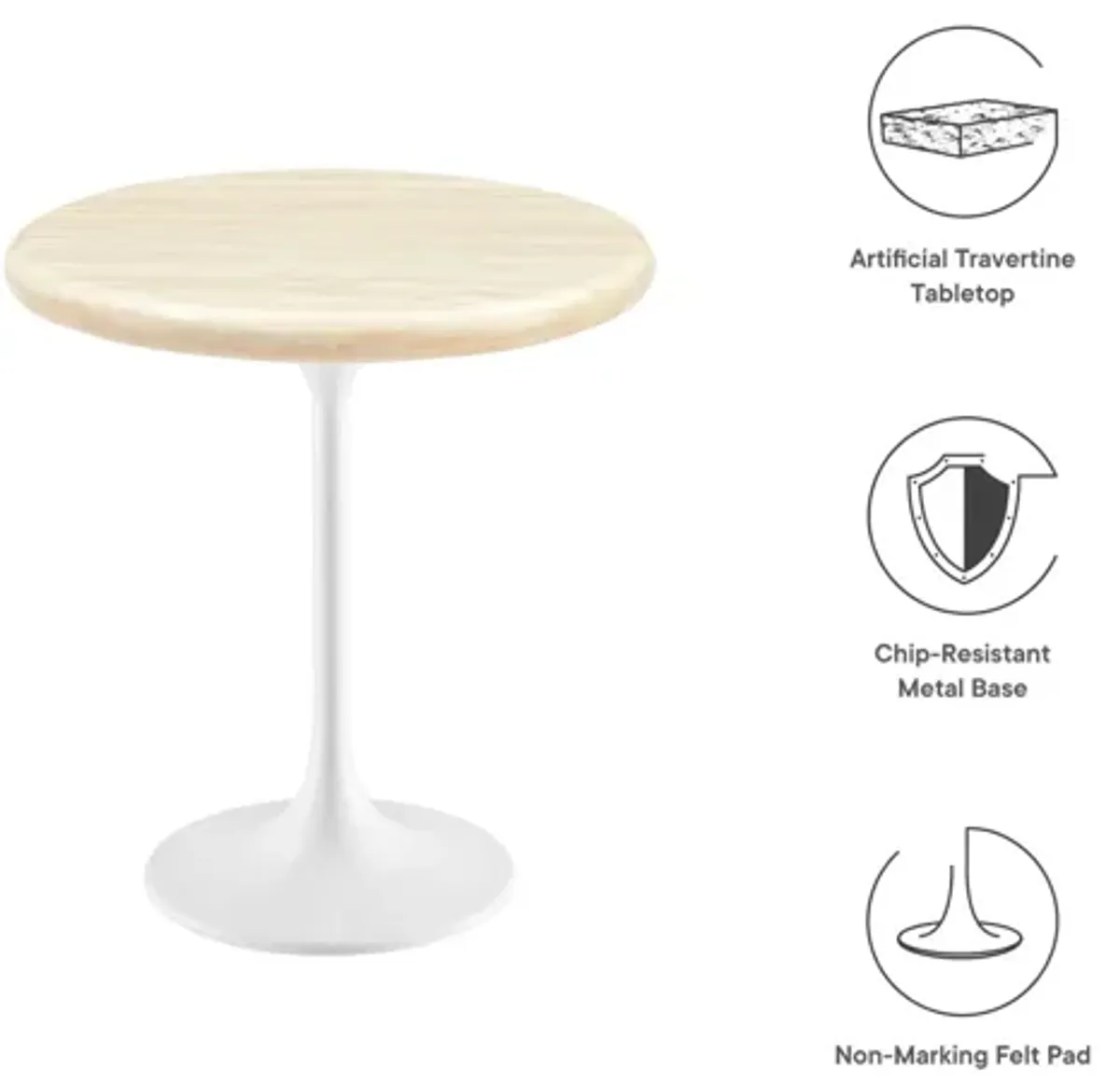 Lippa 20" Round Faux Travertine Side Table