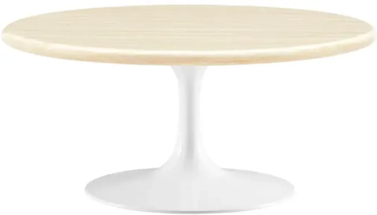 Lippa 36" Round Faux Travertine Coffee Table